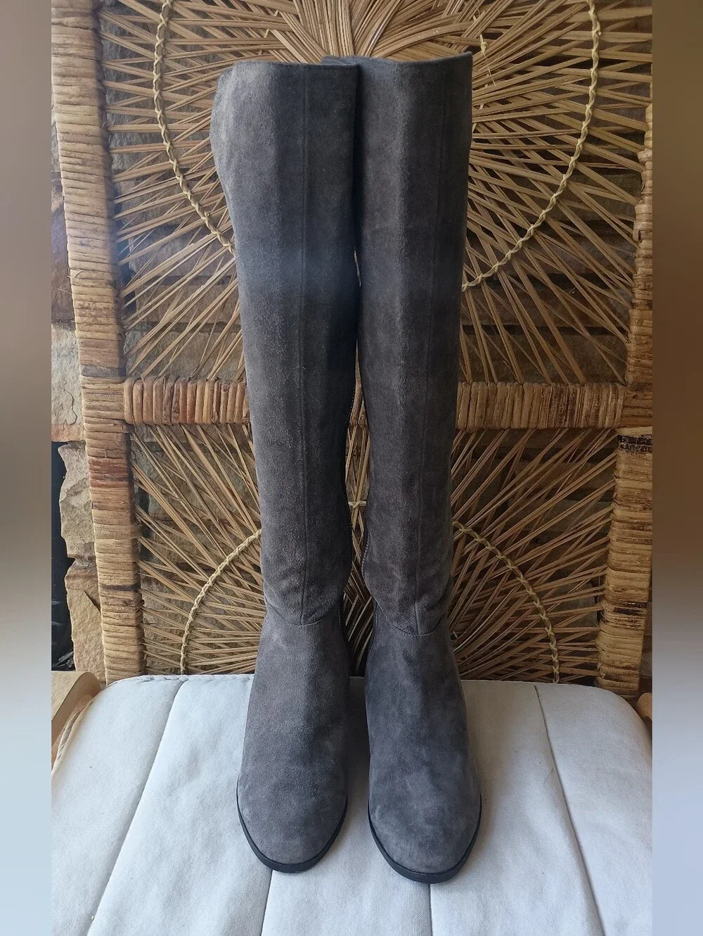 Michael Kors Women's Tall Suede Leather Zip Riding Boots - Gray_11